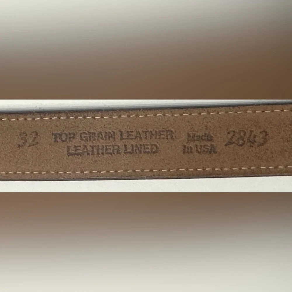BILL BLASS DESIGNER CORDOVAN BROWN LEATHER BELT, CROCO-EMBOSSED, GOLD BUCKLE,
